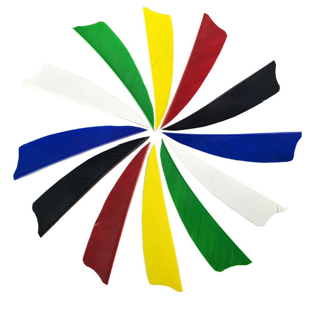 50 pcs 3" Real Feather Shield Vanes — 6 Colors for Archery Arrows
