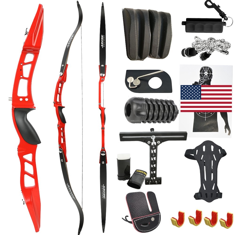 JUNXING F167 ILF Recurve Bow 40lbs Red Set