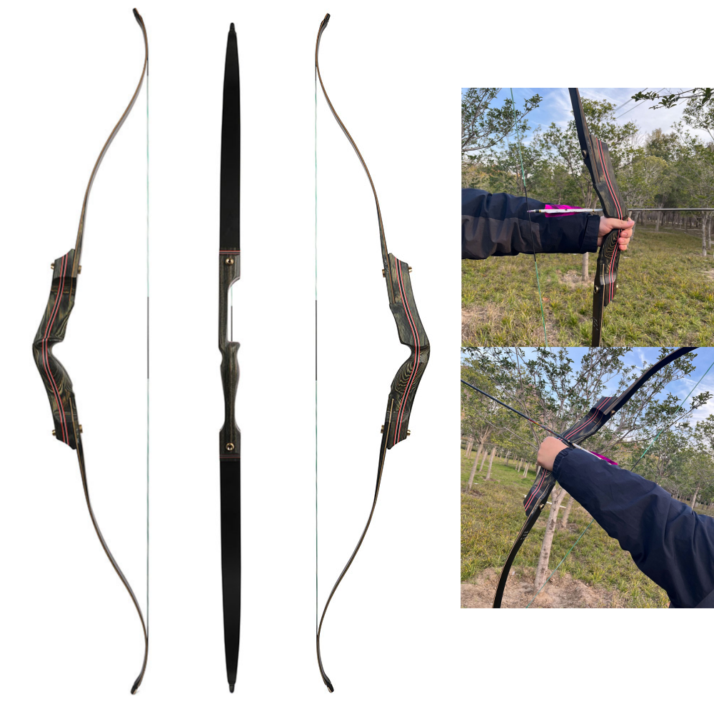 62" Archery Takedown Recurve Bow Set – Laminated Wood & Fiberglass
