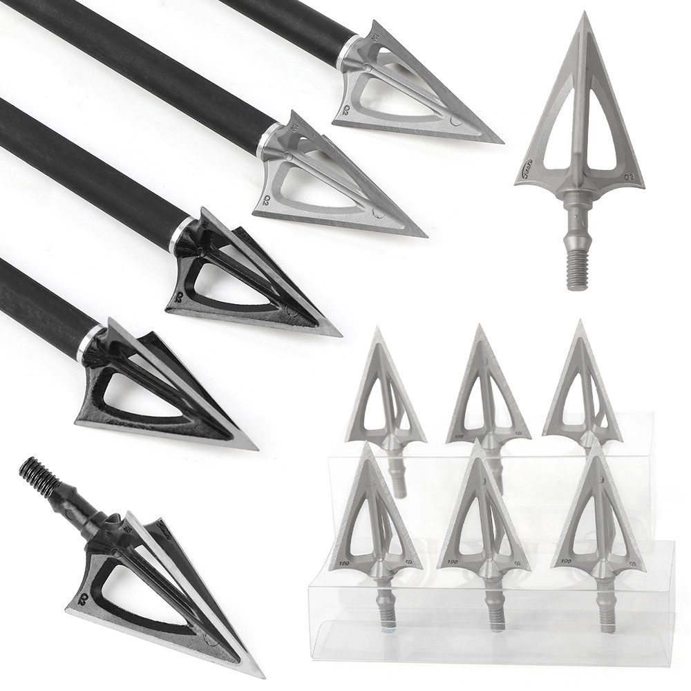 100 Grain Broadheads 3-Blade Teflon Coated for Deep Penetration 12-Pack