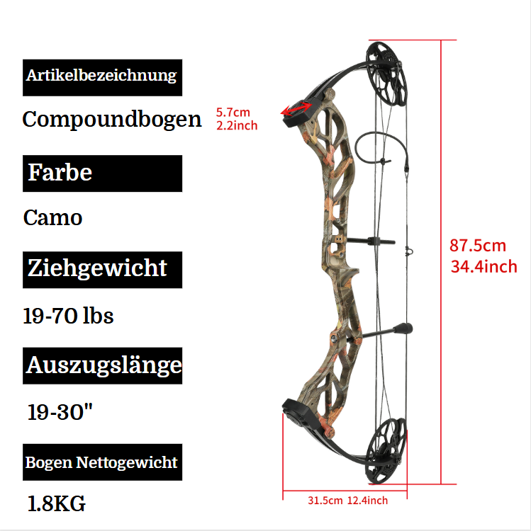 AMEYXGS E8 Compound Bow Set Adjustable 19-70lb