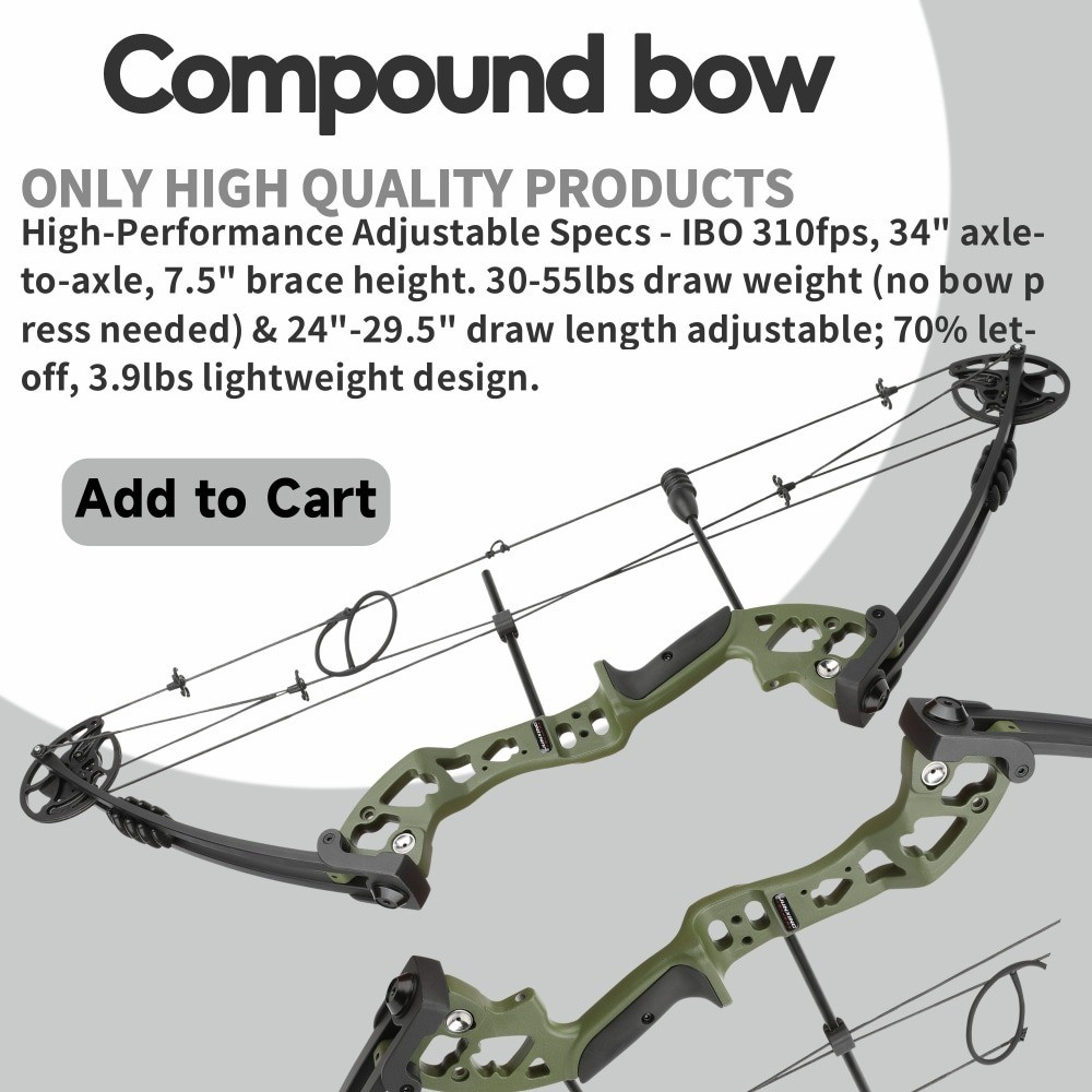 JUNXING M131 Compound Bow Kit Adjustable 30-55lbs 310 FPS