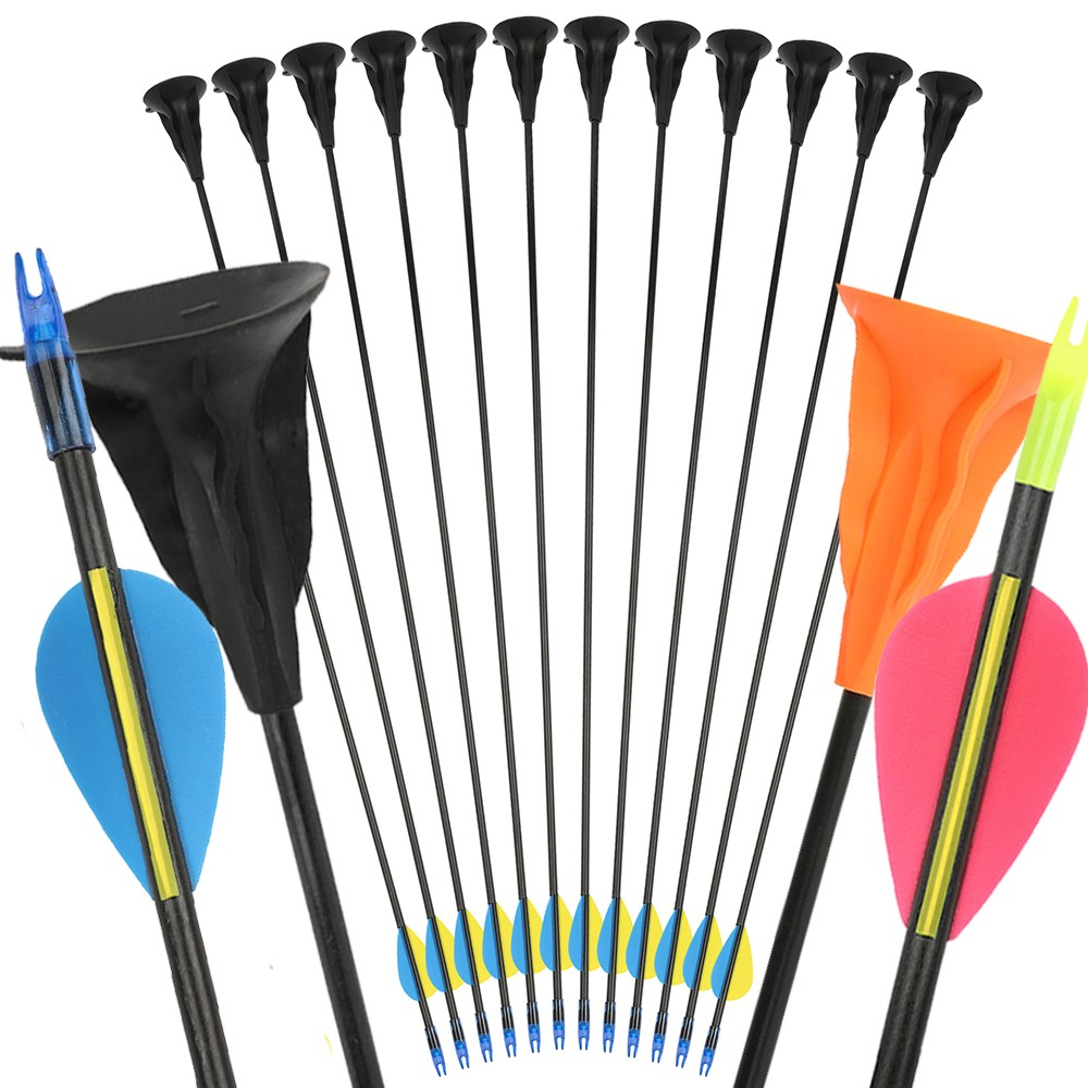 Sucker Arrows Safety Arrow 29" Fiberglass Shaft with Rubber Tip 12pcs