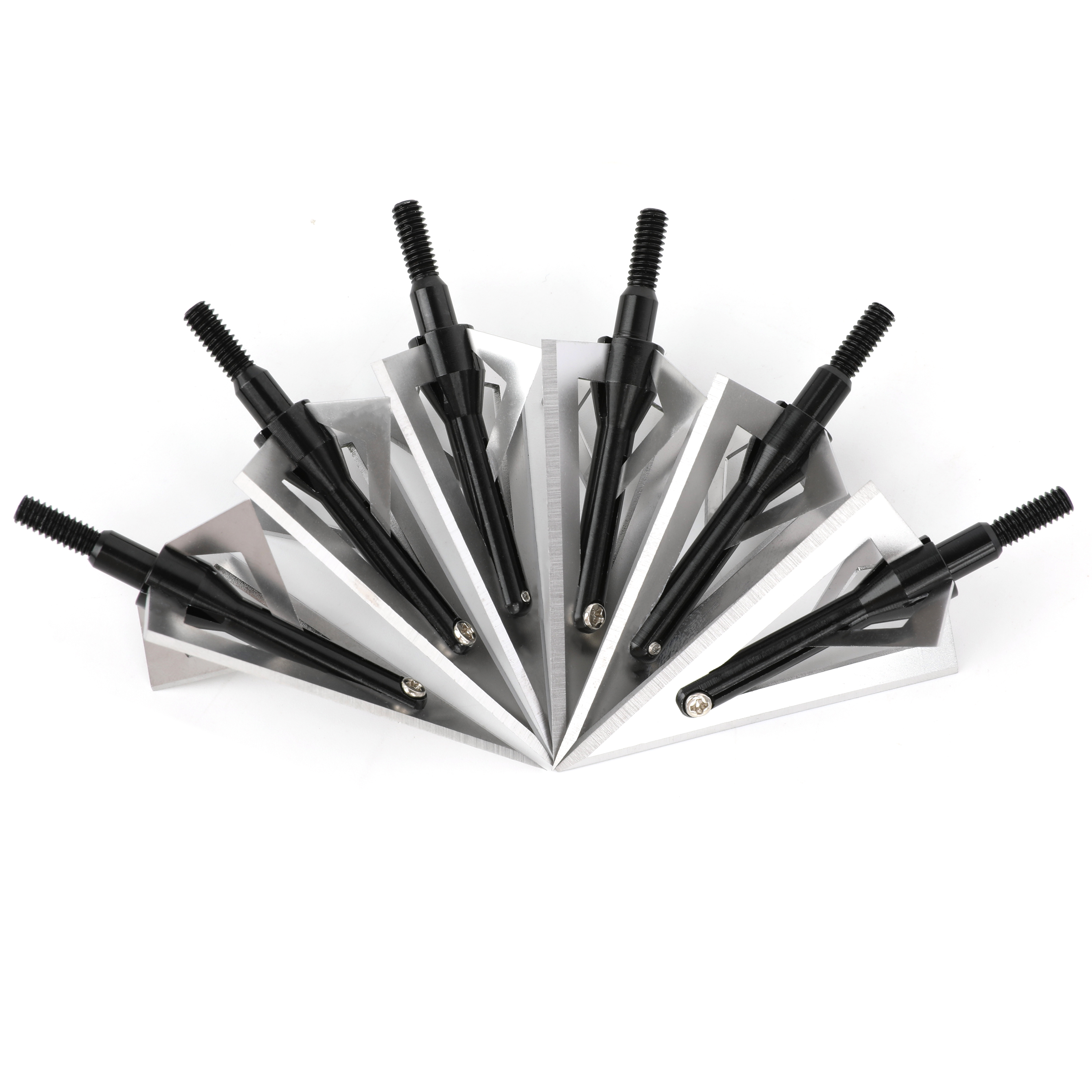 Sharp Tip Broadhead Arrowheads 420 Steel Blade with 6061 Aluminum Shaft (6pcs)