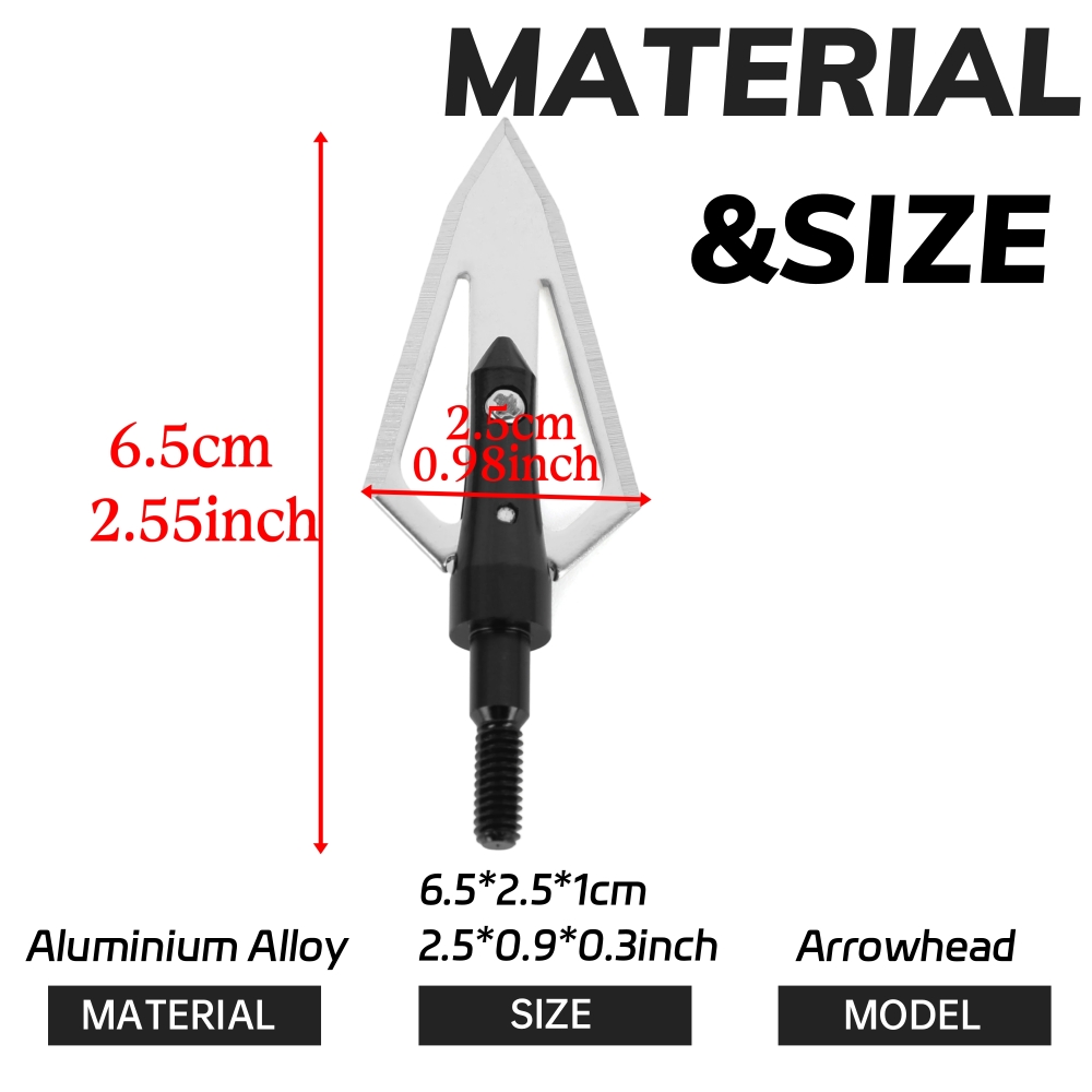 110 Grain Arrowheads (2-Blade) Screw-In Hunting Points Stainless Steel