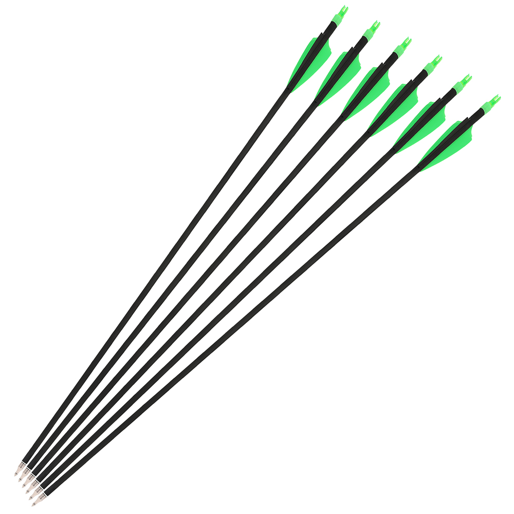 3" Shield Vanes Mixed Carbon Arrows 12-Pack 30" 100gr Tips