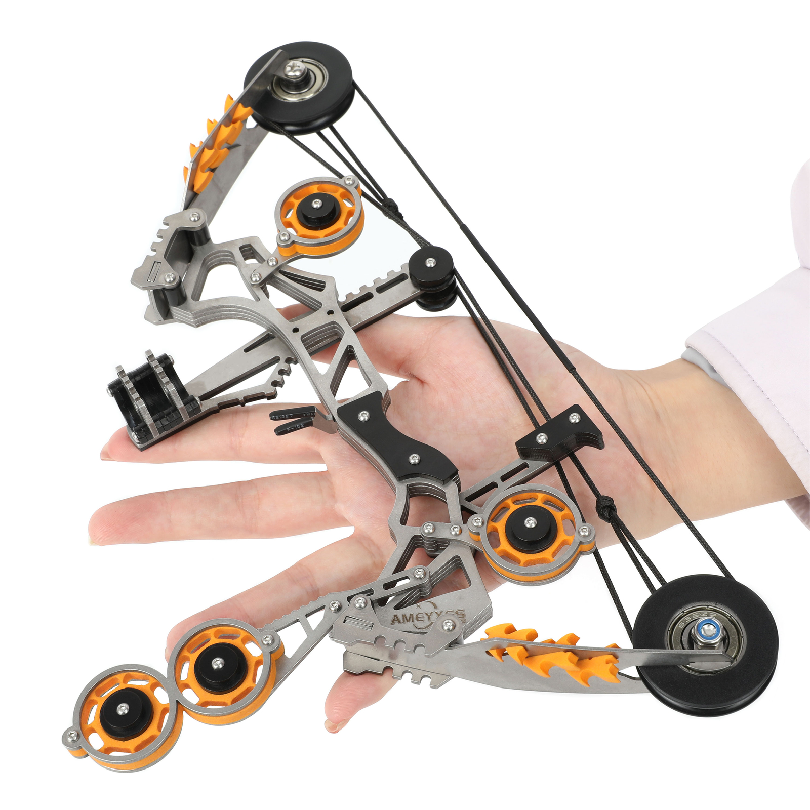 Mini Indoor Compound Bow 10lb Orange Tone Stainless Steel Set