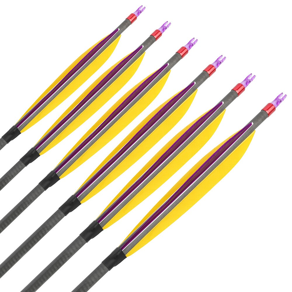 6" Shuttle Feathers Mixed Carbon Arrows HX Series – 6/12pcs