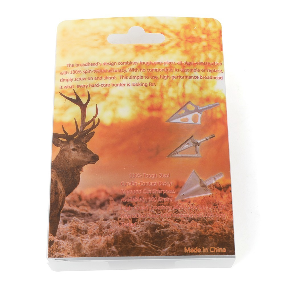 100 Grain Broadheads 3-Blade Teflon Coated for Deep Penetration 12-Pack