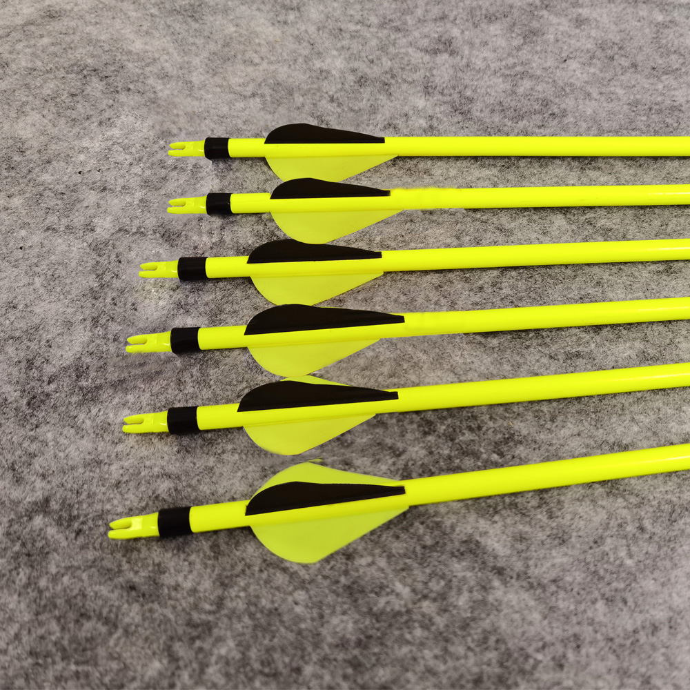 500 Spine Mixed Carbon Arrows 12pcs Black Yellow 2" Fletching