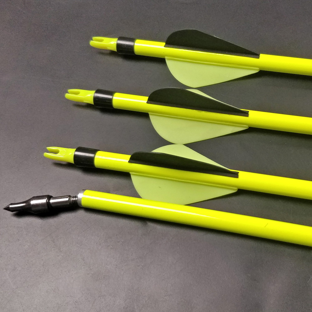 500 Spine Mixed Carbon Arrows 12pcs Black Yellow 2" Fletching