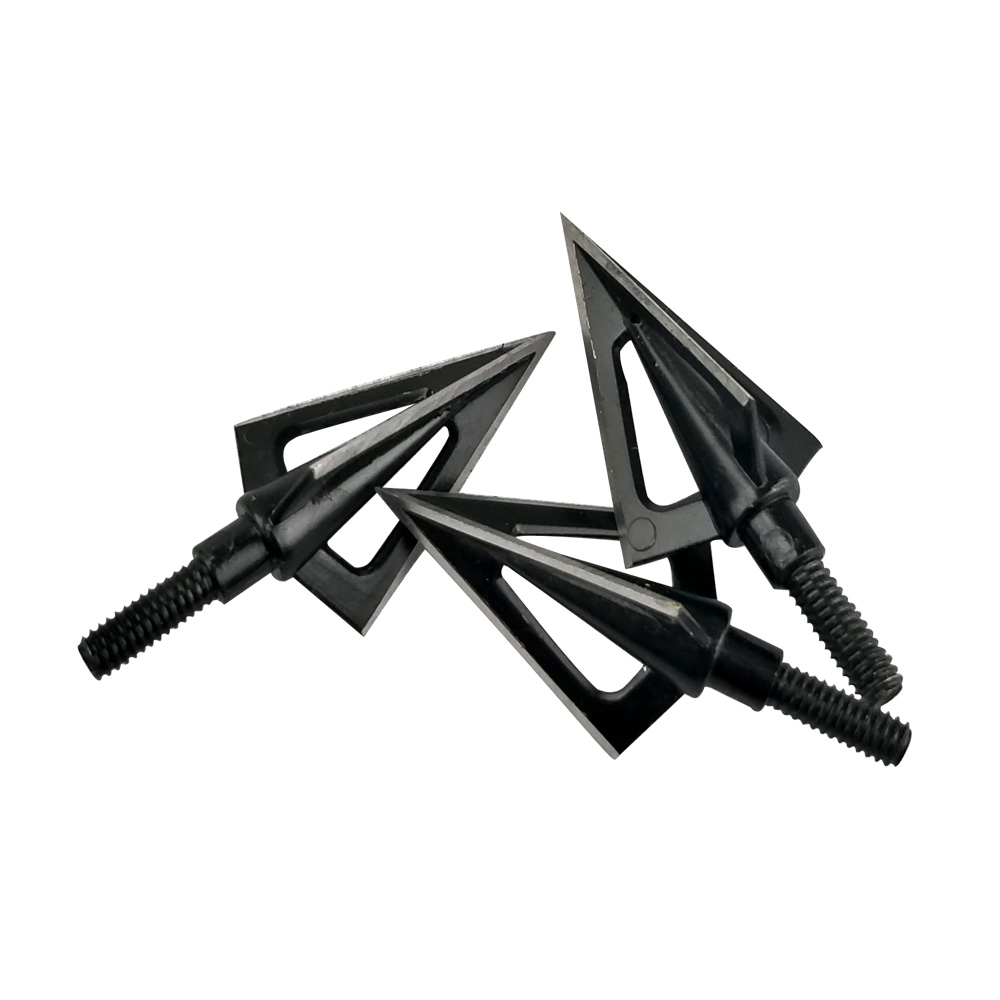 Archery Hunting Arrowheads 100 Grain Stainless Steel 3-Blade with 8/32 UNC Thread (6pcs)