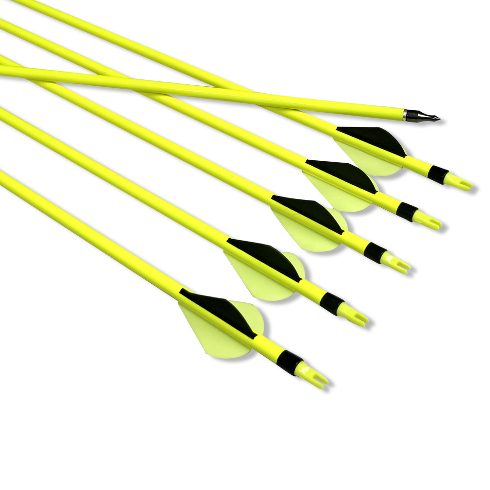 500 Spine Mixed Carbon Arrows 12pcs Black Yellow 2" Fletching