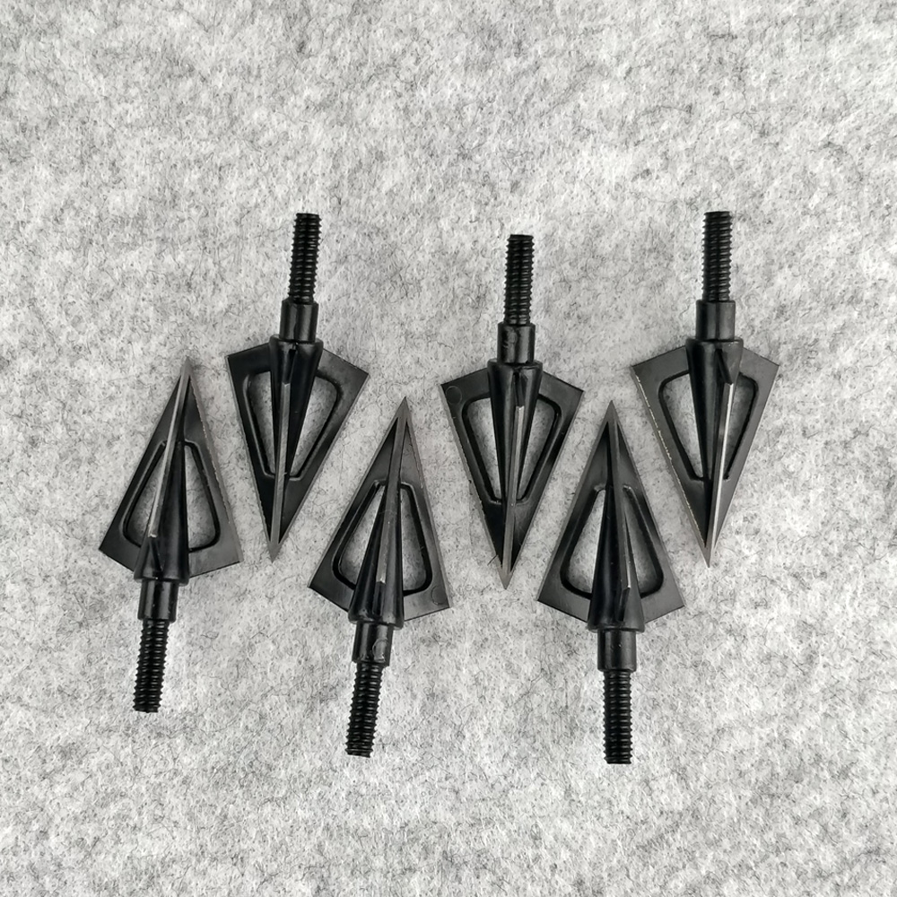 Archery Hunting Arrowheads 100 Grain Stainless Steel 3-Blade with 8/32 UNC Thread (6pcs)