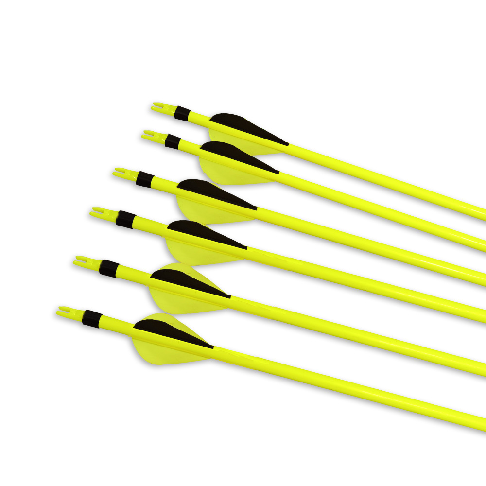 500 Spine Mixed Carbon Arrows 12pcs Black Yellow 2" Fletching