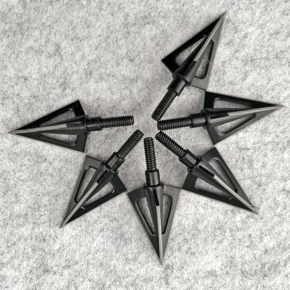 Archery Hunting Arrowheads 100 Grain Stainless Steel 3-Blade with 8/32 UNC Thread (6pcs)