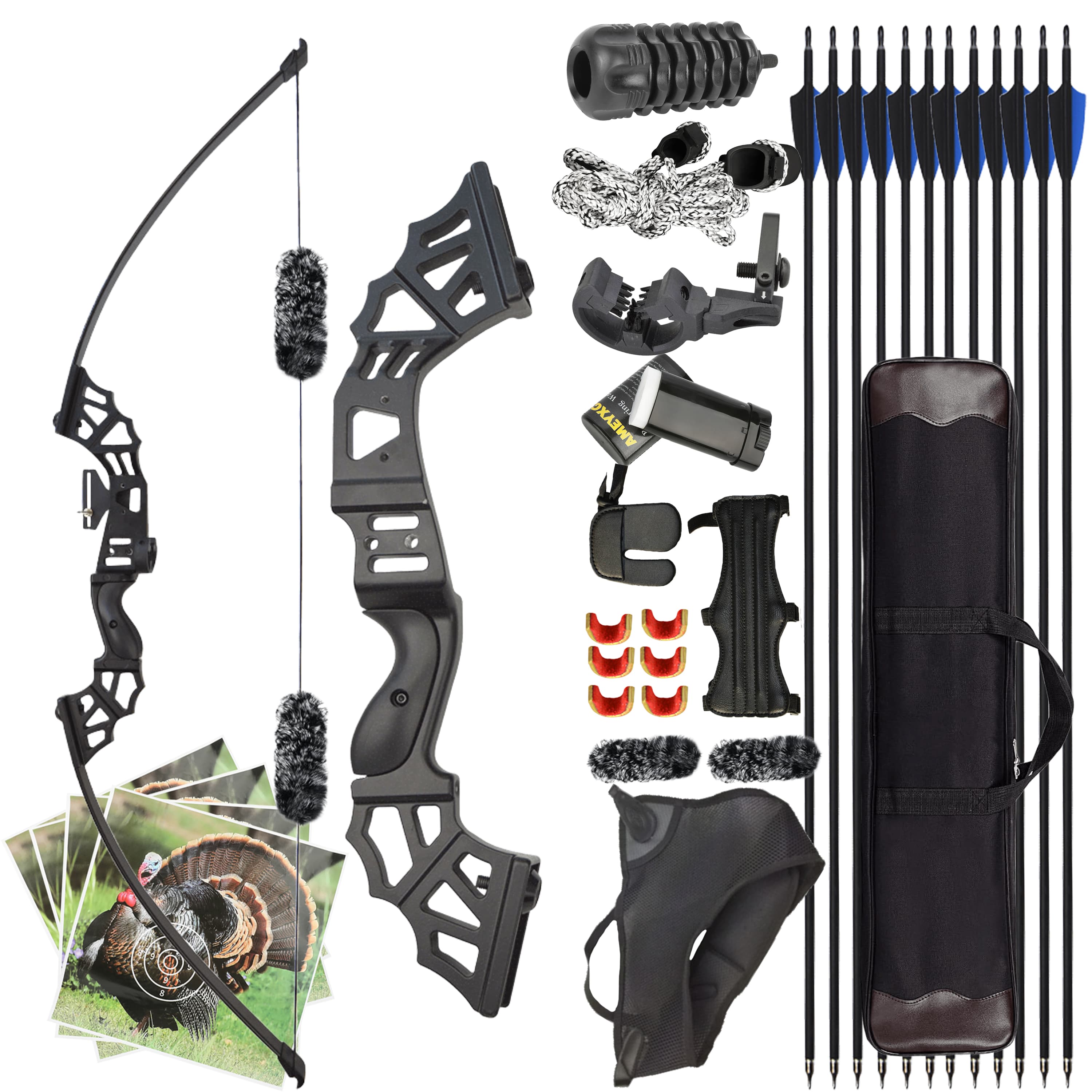 SHARROW Archery Straight Bow Kit for Hunting Beginners