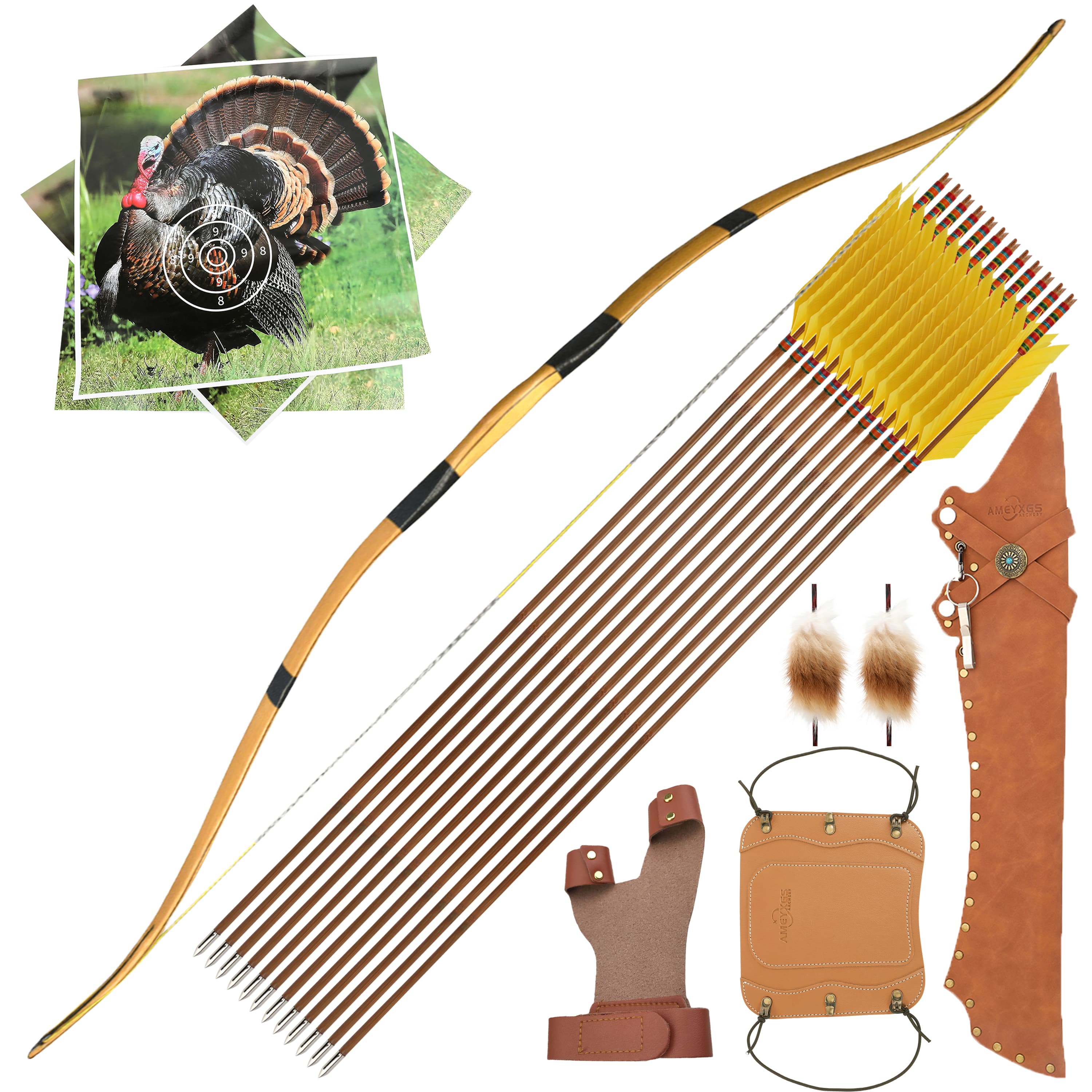 20-40lbs Traditional Bow Arrow Set Archery Lond bow Hunting