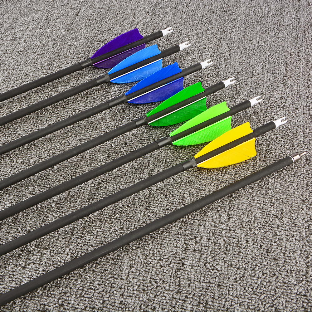 Archery Carbon Arrows 12pcs 30inch 500 Spine for Hunting