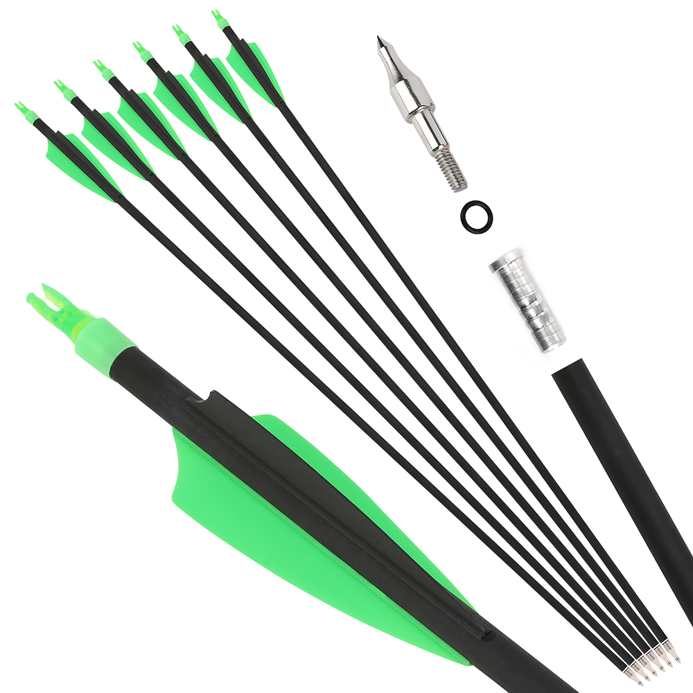 3" Shield Vanes Mixed Carbon Arrows 12-Pack 30" 100gr Tips