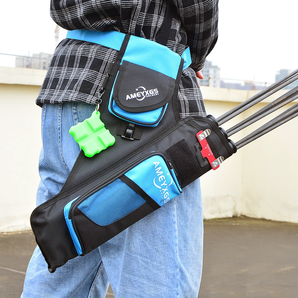 Archery Arrow Quiver 3-Tube Oxford Hip Quiver with Pockets