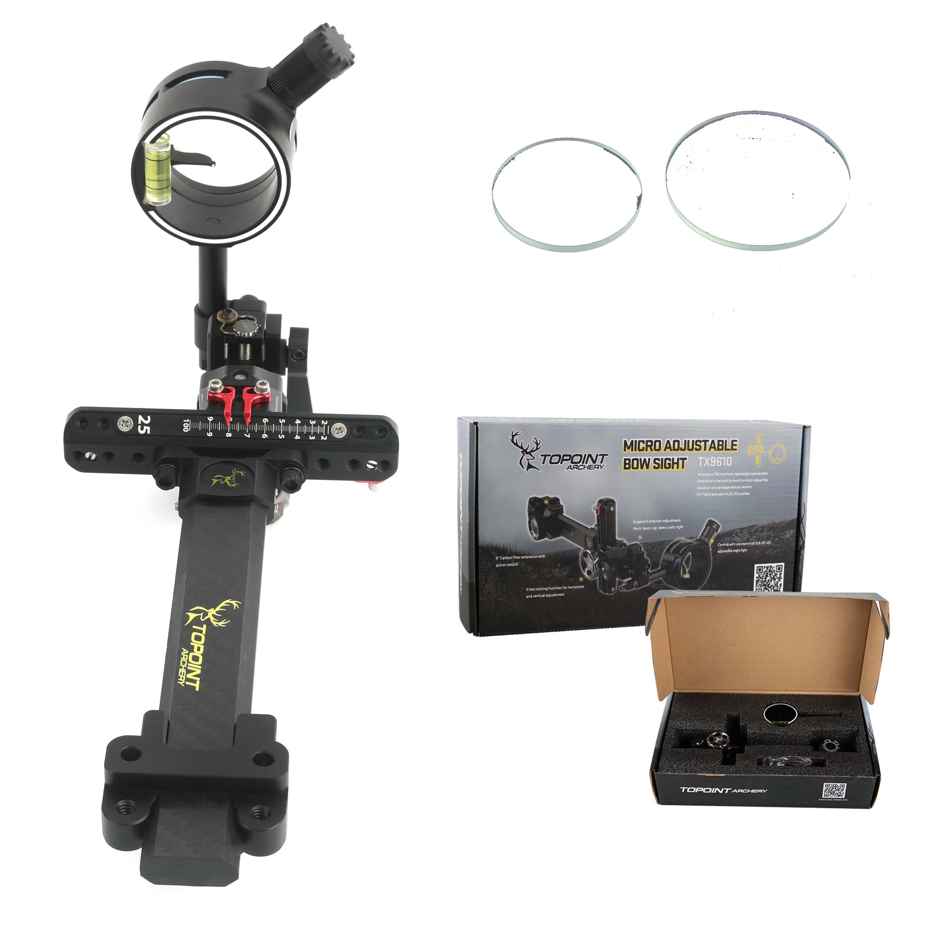 TX9610 Single Pin Fiber Optic Compound Bow Sight Archery