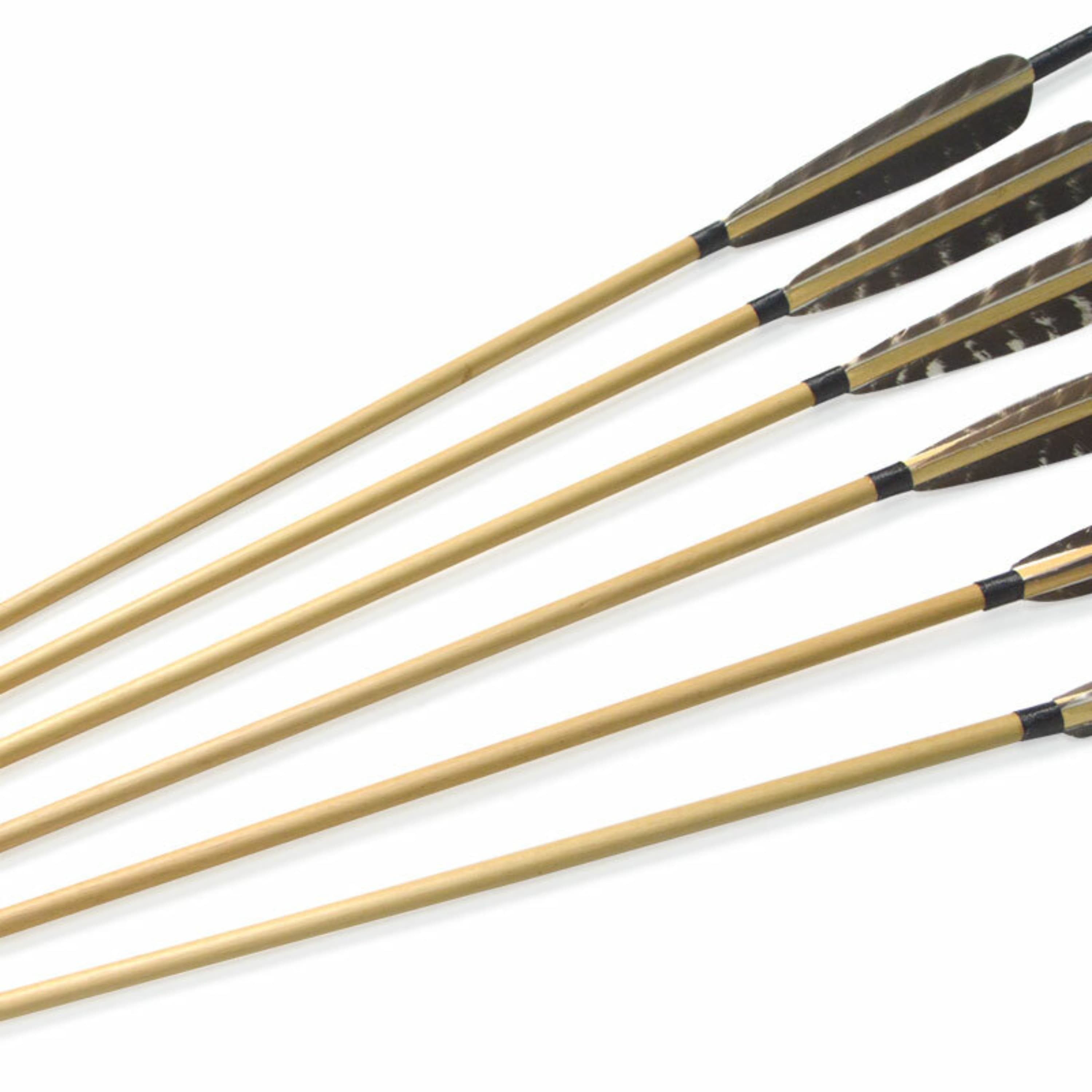 Handmade Wooden Arrows 5'' Natural Feather Arrow Nocks 12pcs