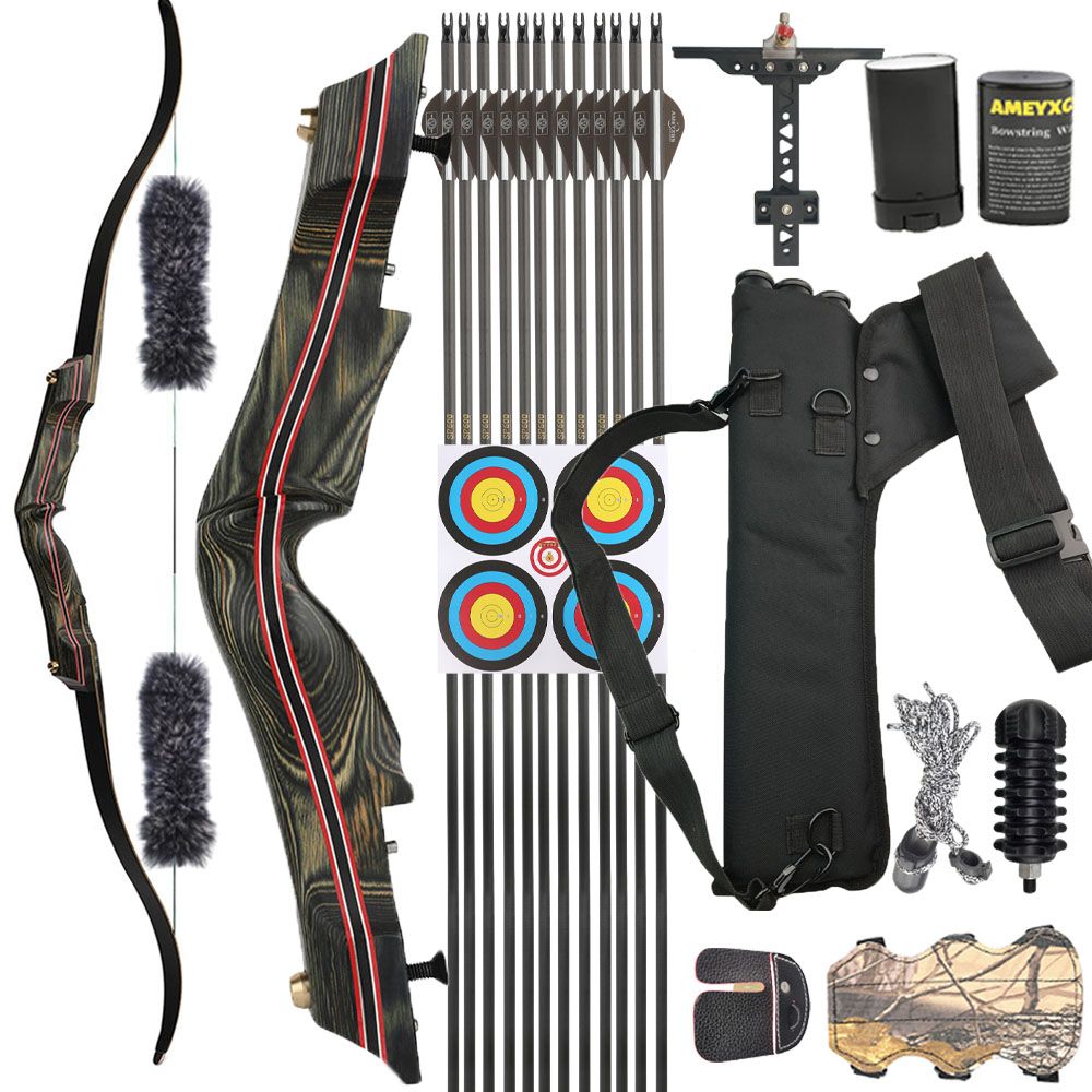 62" Archery Takedown Recurve Bow Set – Laminated Wood & Fiberglass