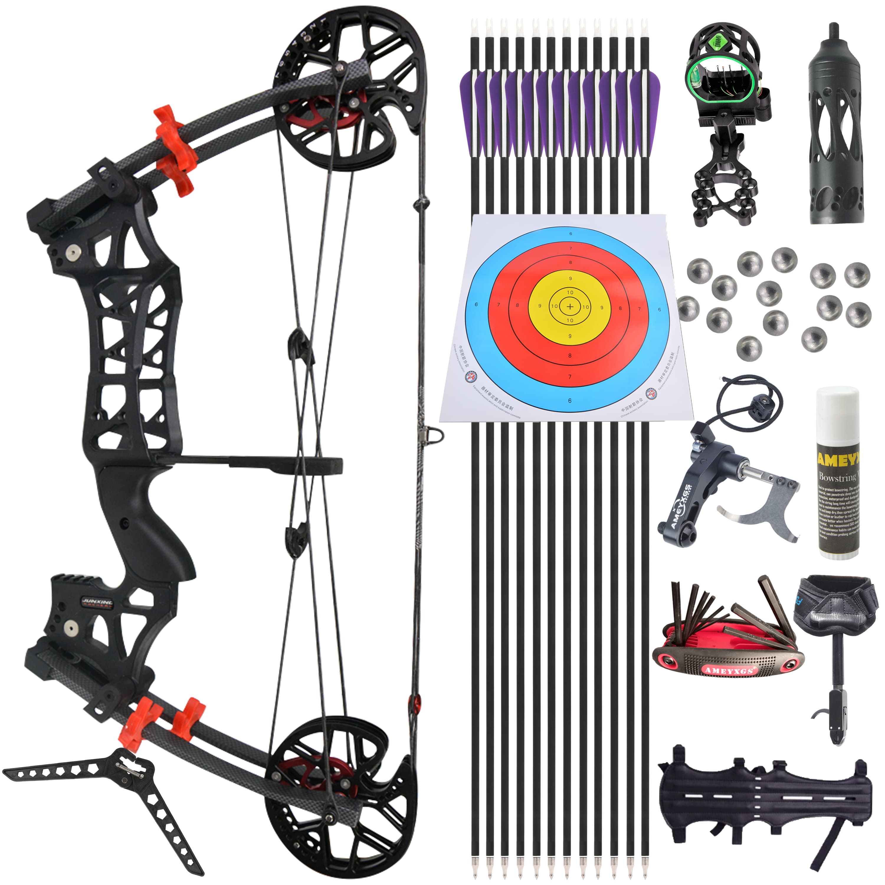 Archery 30-60lbs Dual -ues Compound Bow Set RH/LH 