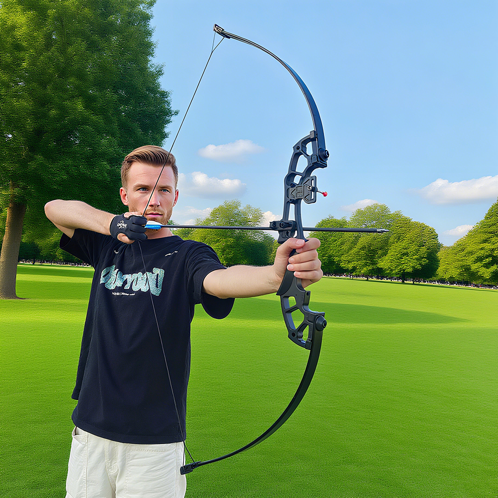 Archery Recurve Bow 40lbs Black Aluminum Magnesium Fiber for Hunting and Target Shooting