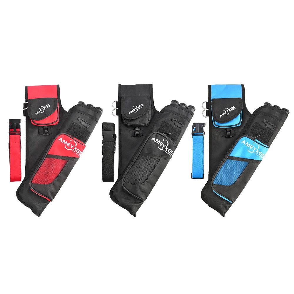 Archery Arrow Quiver 3-Tube Oxford Hip Quiver with Pockets
