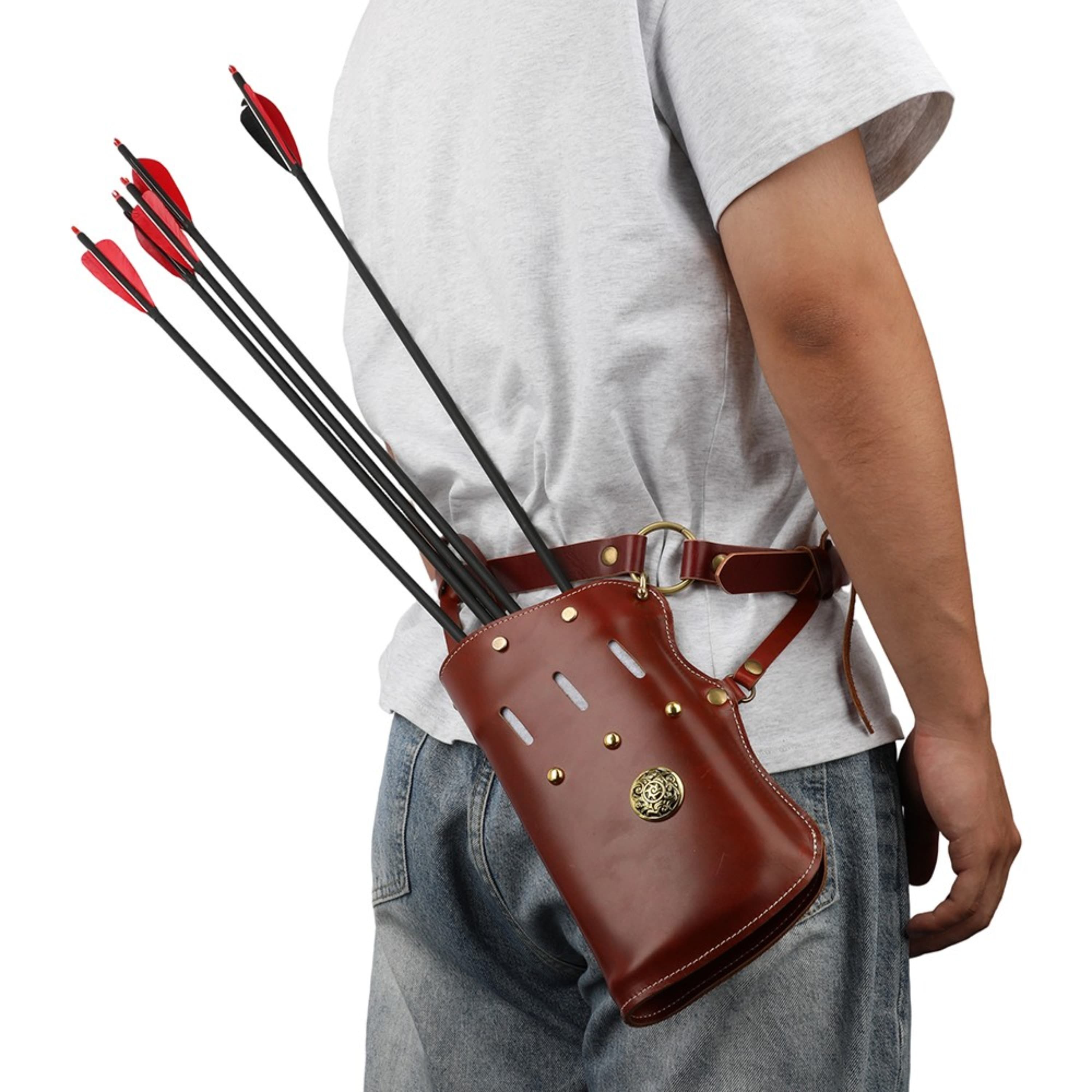 Cowhide Leather Arrow Quiver Brown Bow Hunting Accessory