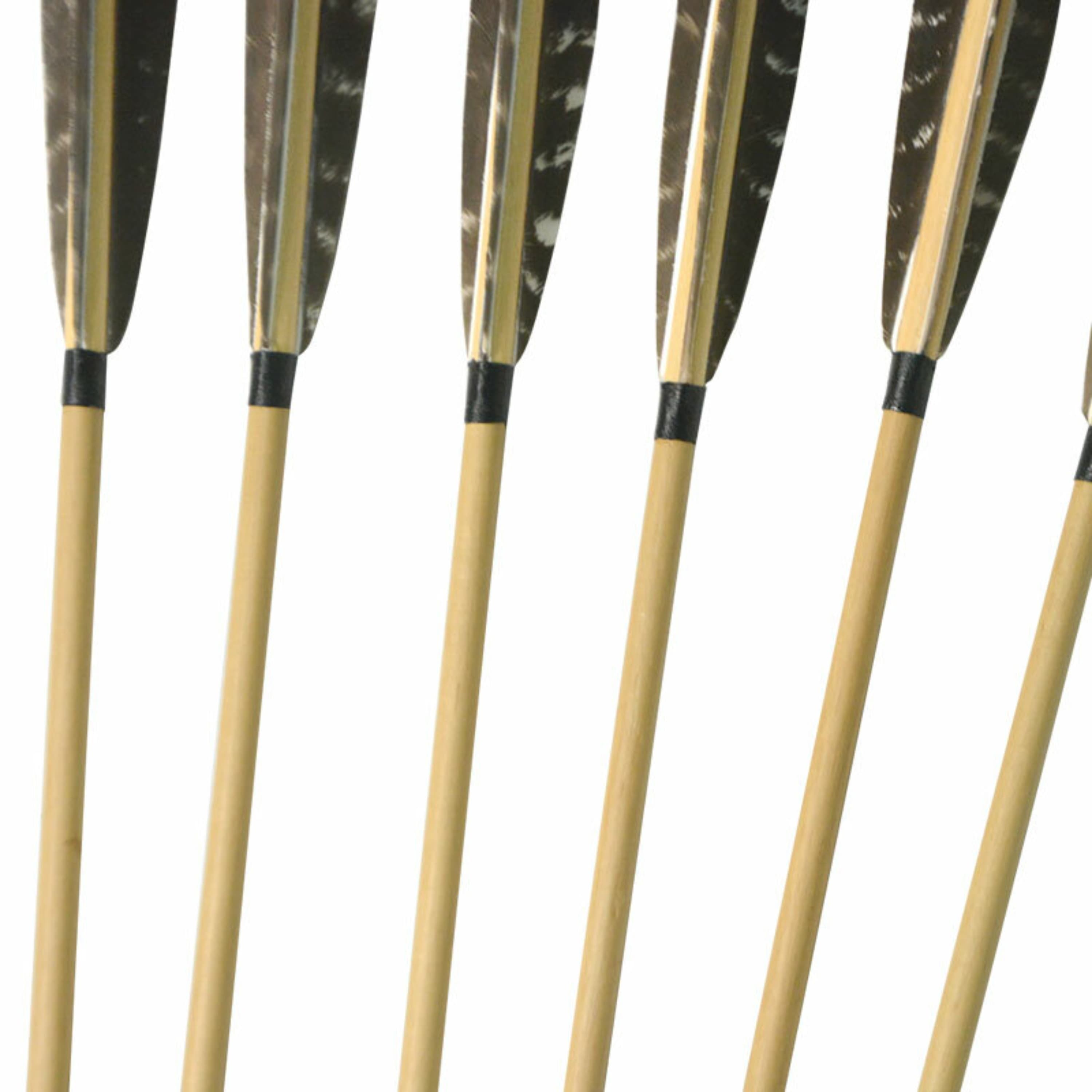 Handmade Wooden Arrows 5'' Natural Feather Arrow Nocks 12pcs