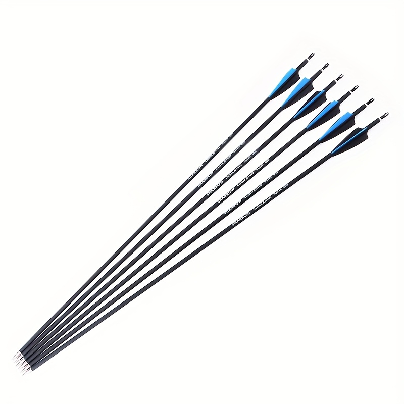 Blue-Black Mixed Carbon Arrows – 12pcs, 500 Spine