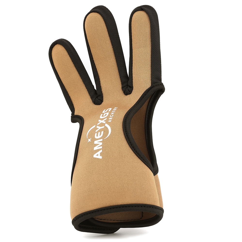 Neoprene Three-Finger Archery Glove Finger Protector – Black/Brown