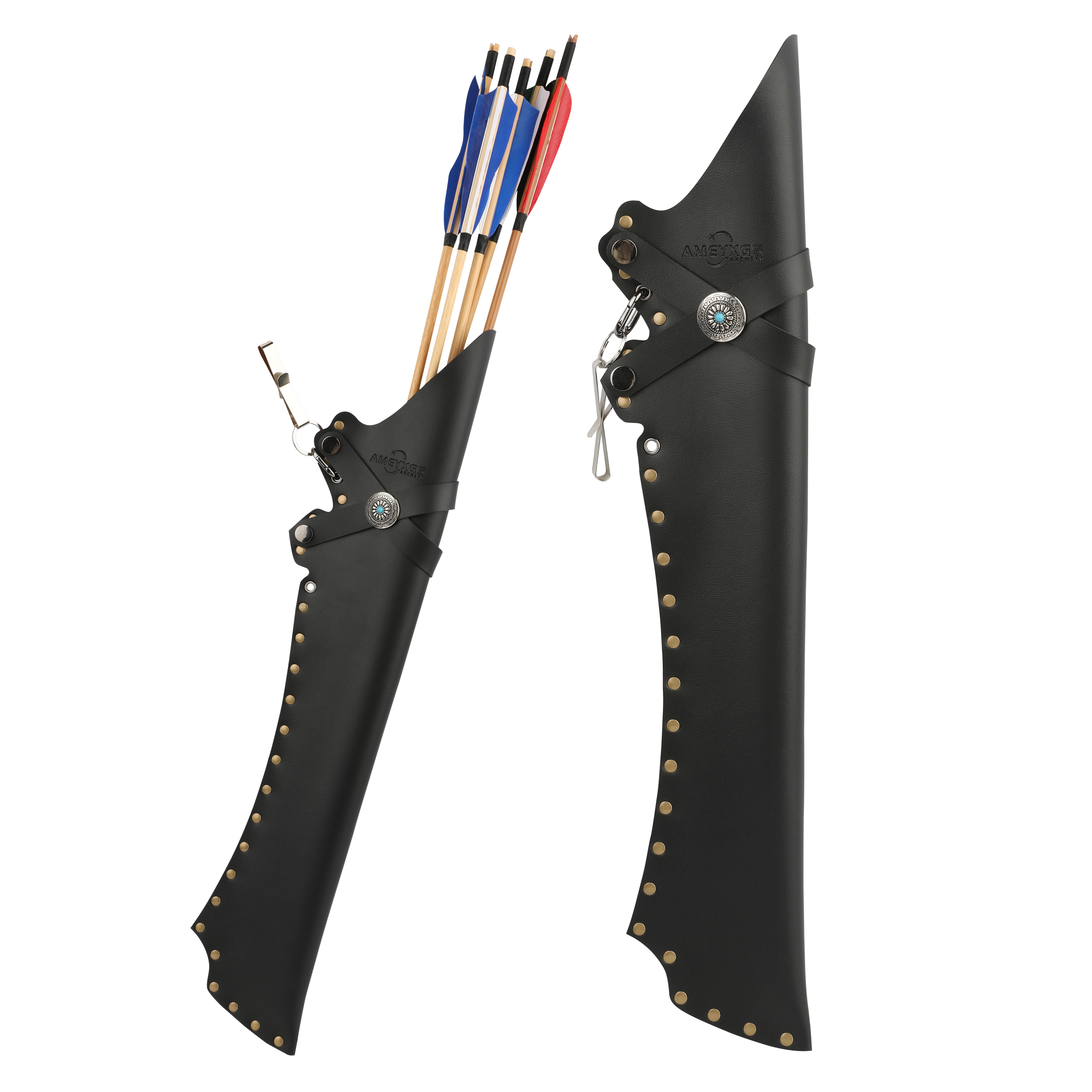 Traditional Ambidextrous PU Leather Arrow Quiver – Adjustable Artisan Design