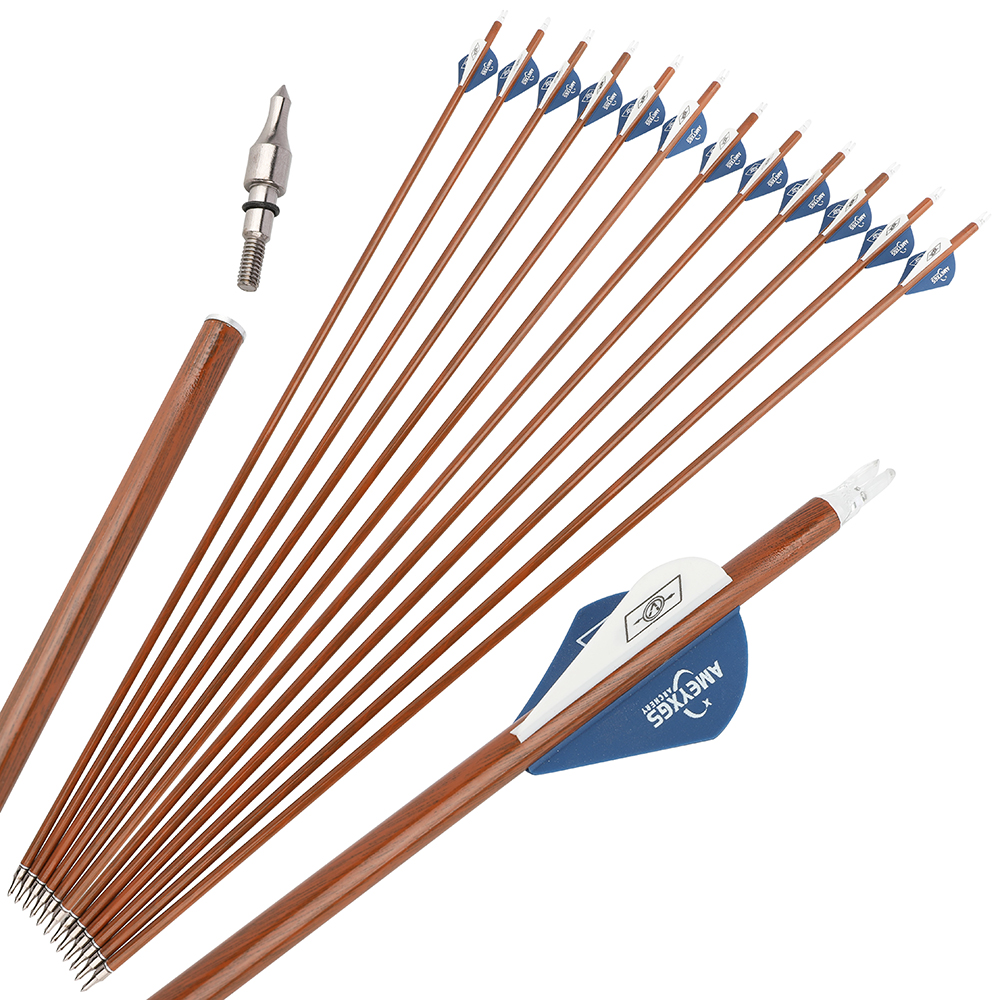 AME 30" Mixed Carbon Arrows 12pcs 100gr Deep/Light Wood