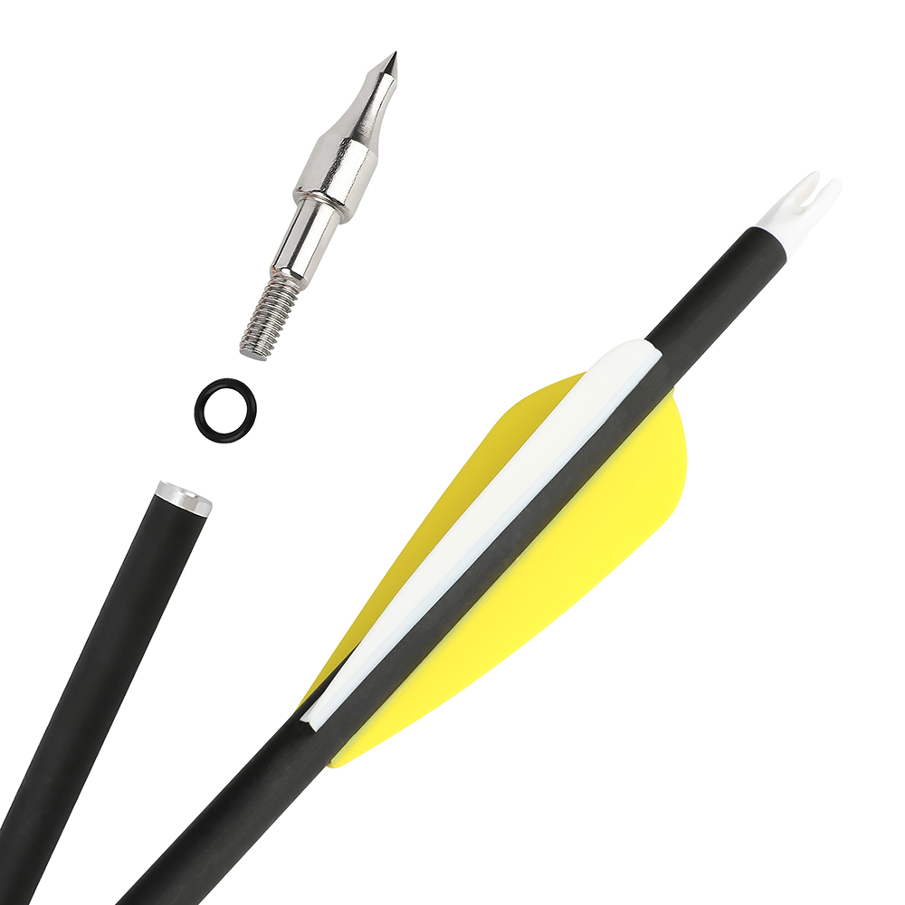 12pcs Carbon Arrows with 3-inch Feather Fletching