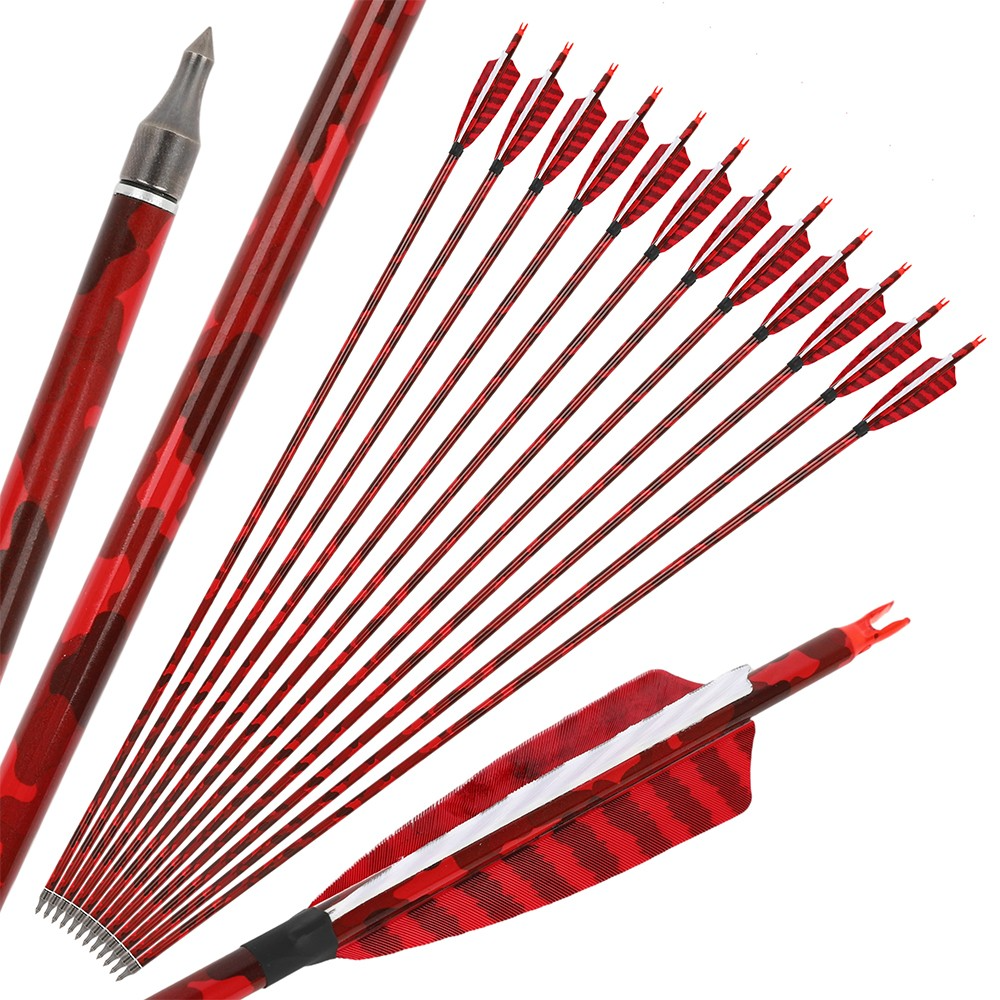 Carbon Arrows with Turkey Feathers 30Inch 12-Pack Traditional Archery