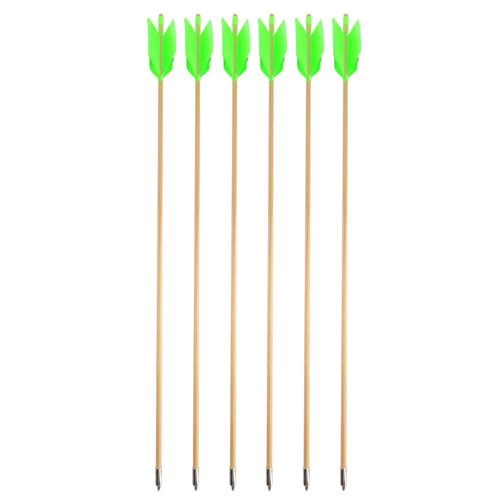 32" Indonesian White Wood Arrows with 4-Fletch Turkey Feathers (7-Color Set)