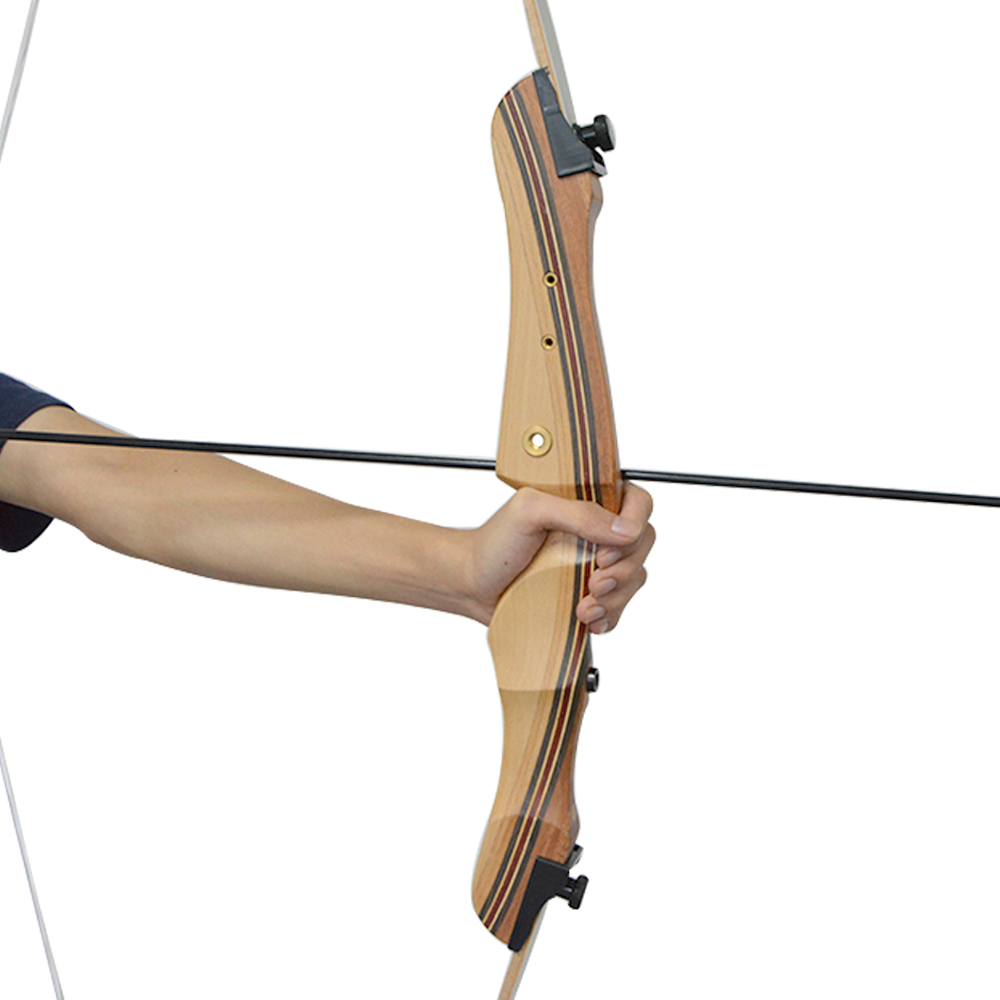 Kids Recurve Bow 20lbs Lightweight 25" Draw Length Wooden Laminated Riser with Limbs and Bowstring for Beginners Archery