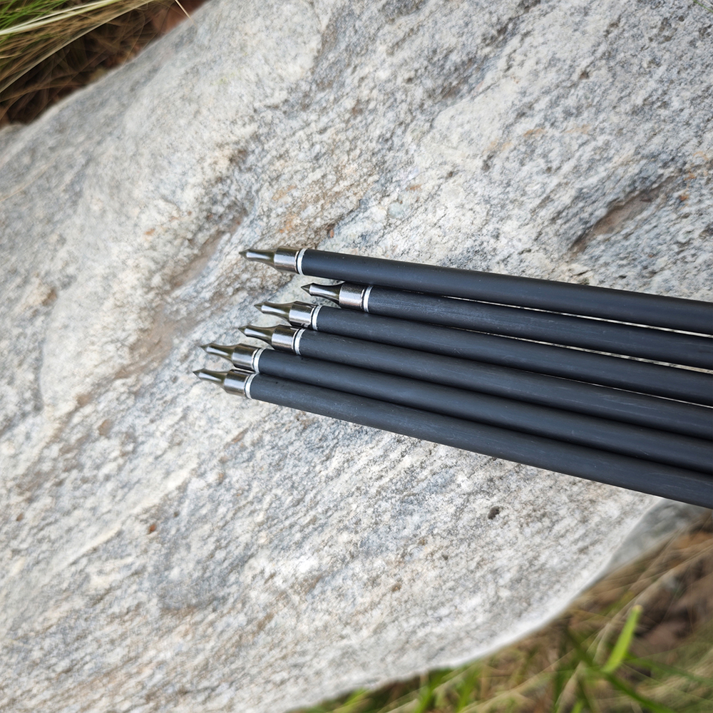 12 pcs 5" Real Feather Carbon Arrows 2 Red 1 Black 85cm Shaft Spine 500