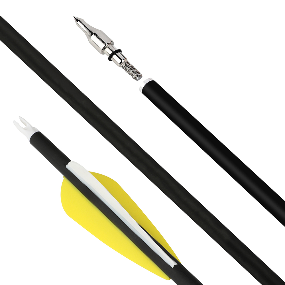 12pcs Carbon Arrows with 3-inch Feather Fletching