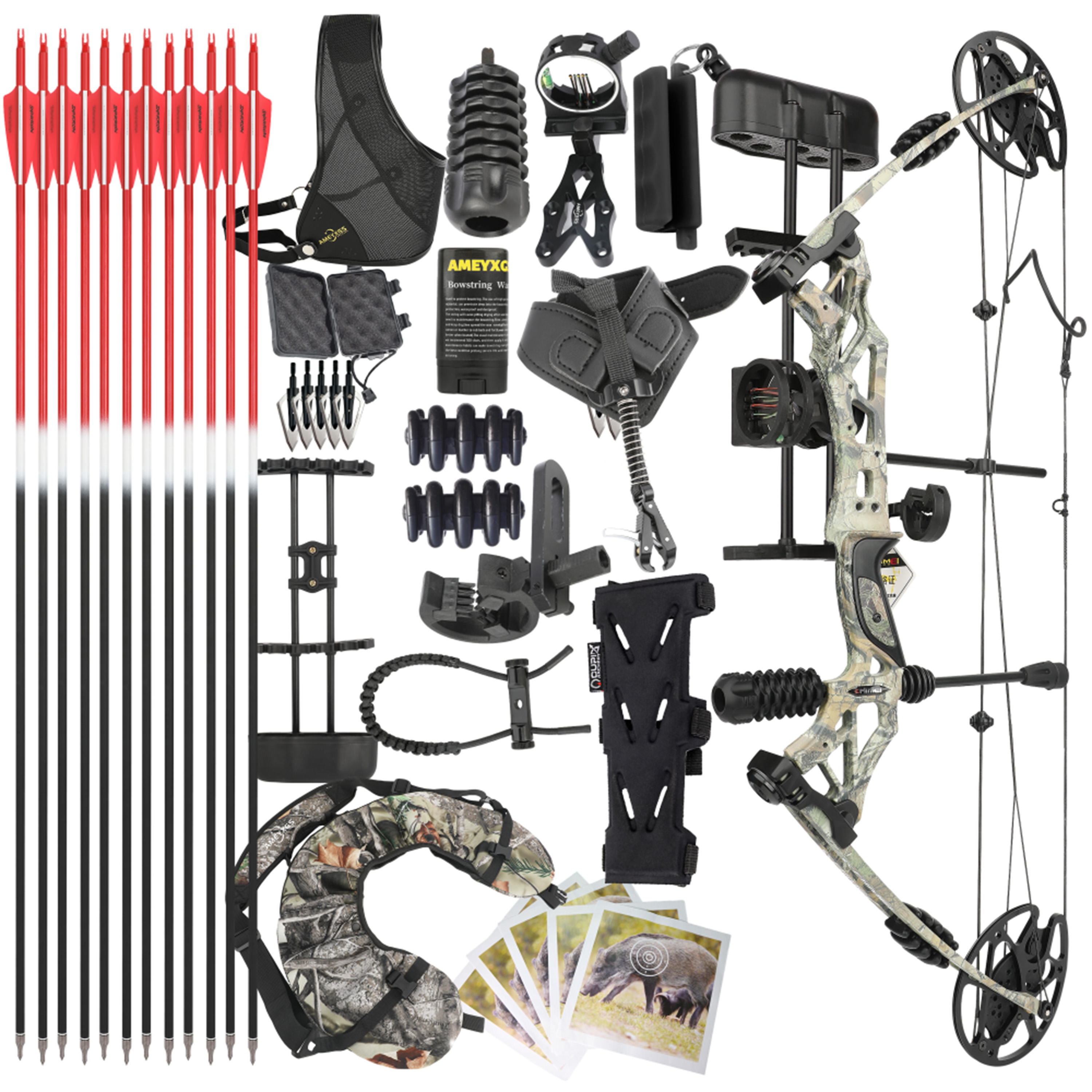 Compound Bow Kit 30-60lbs Adjustable 320FPS Full Set