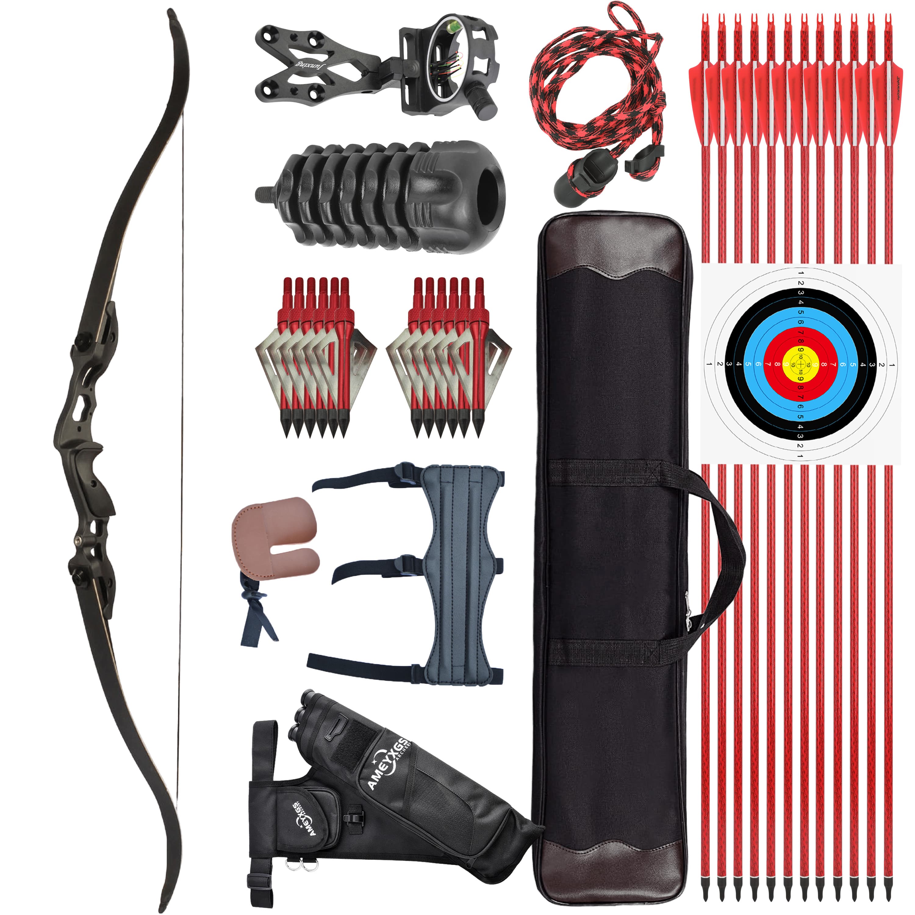 JUNXING F185 Archery Takedown Recurve Bow Kit 30-50Ibs