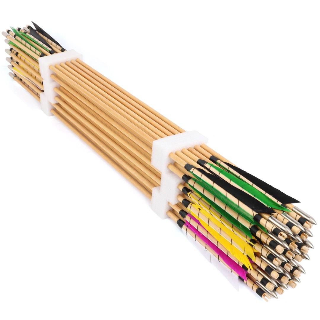 Traditional 32" Wood Arrows  Archery Feathers