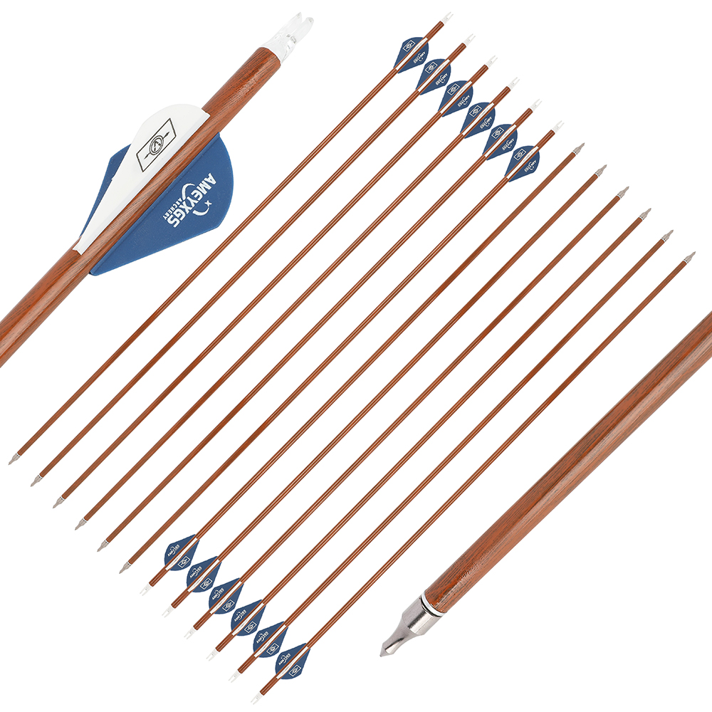 AME 30" Mixed Carbon Arrows 12pcs 100gr Deep/Light Wood