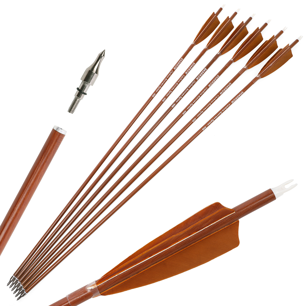 Carbon Mixed Arrows 30inch with 4-inch Real Feather Fletching