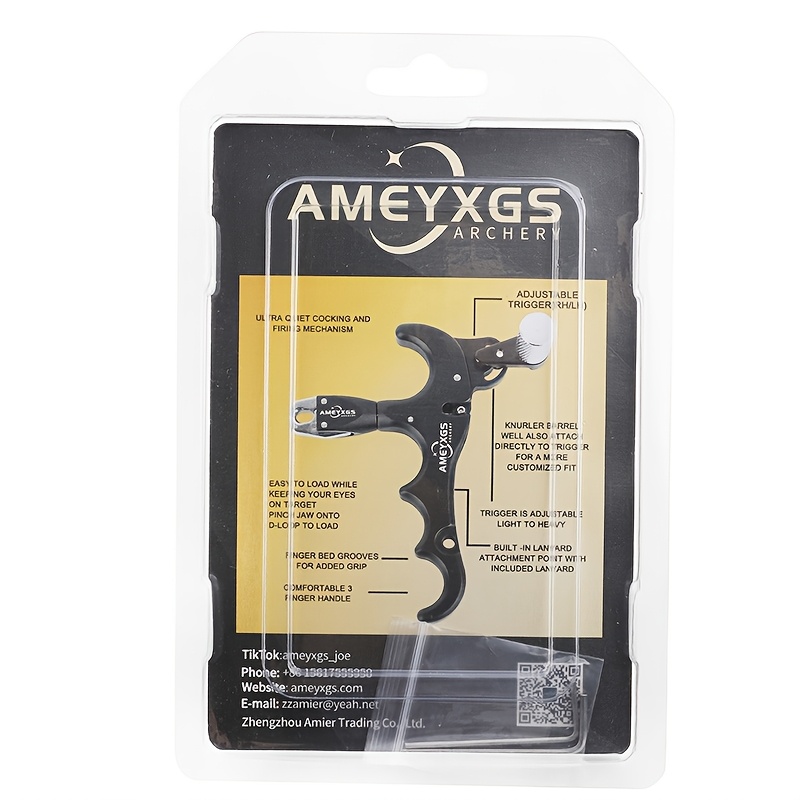 AMEYXGS 4-Finger Aluminum Archery Release – Black