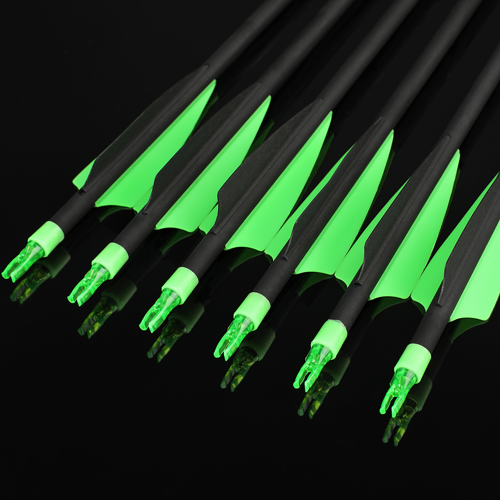 3" Shield Vanes Mixed Carbon Arrows 12-Pack 30" 100gr Tips